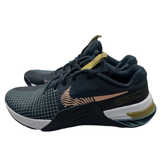 Nike Metcon 8 Men’s Training Shoes 11 Blue Gold DO9328-401 Gym CrossFit React - Picture 3 of 9